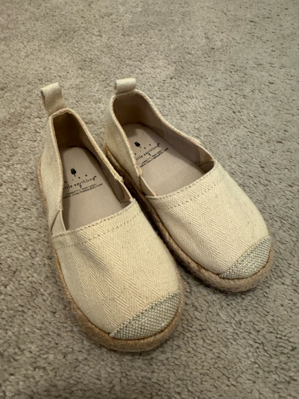 Little Earthling espadrilles (Size 7, new never worn)